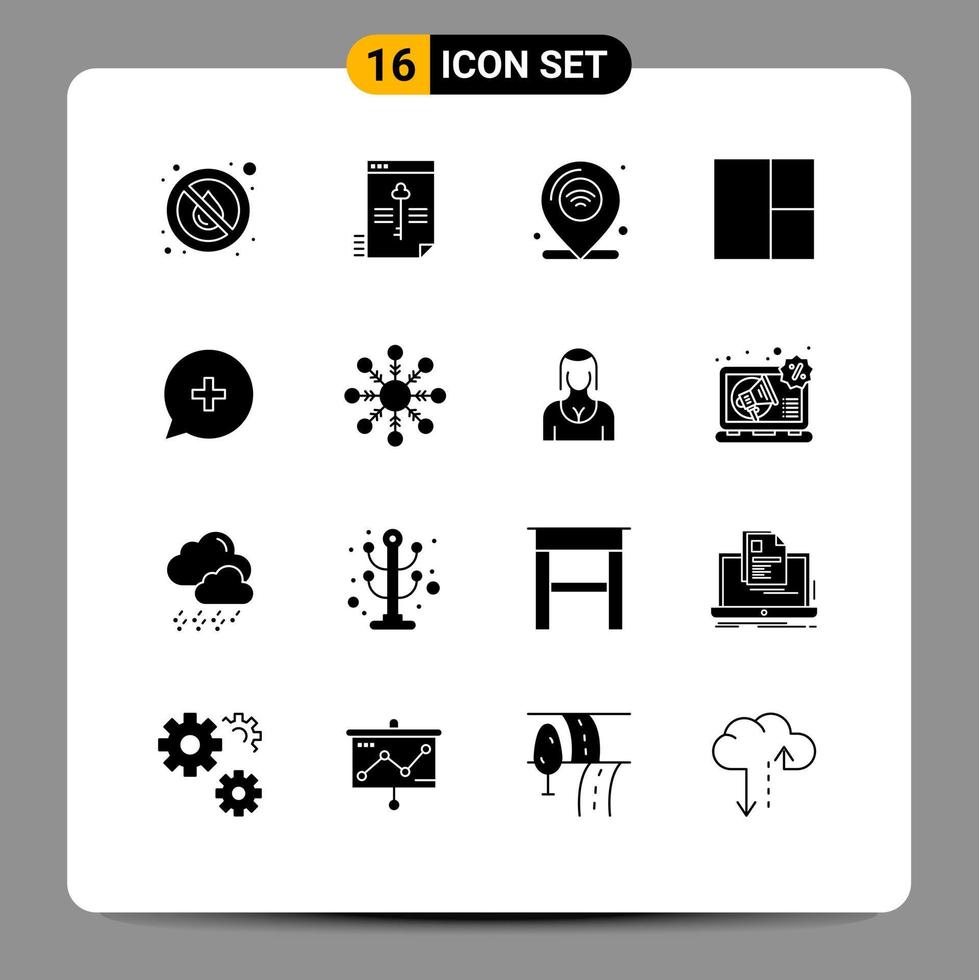 16 Thematic Vector Solid Glyphs and Editable Symbols of add grid key wifi internet of things Editable Vector Design Elements