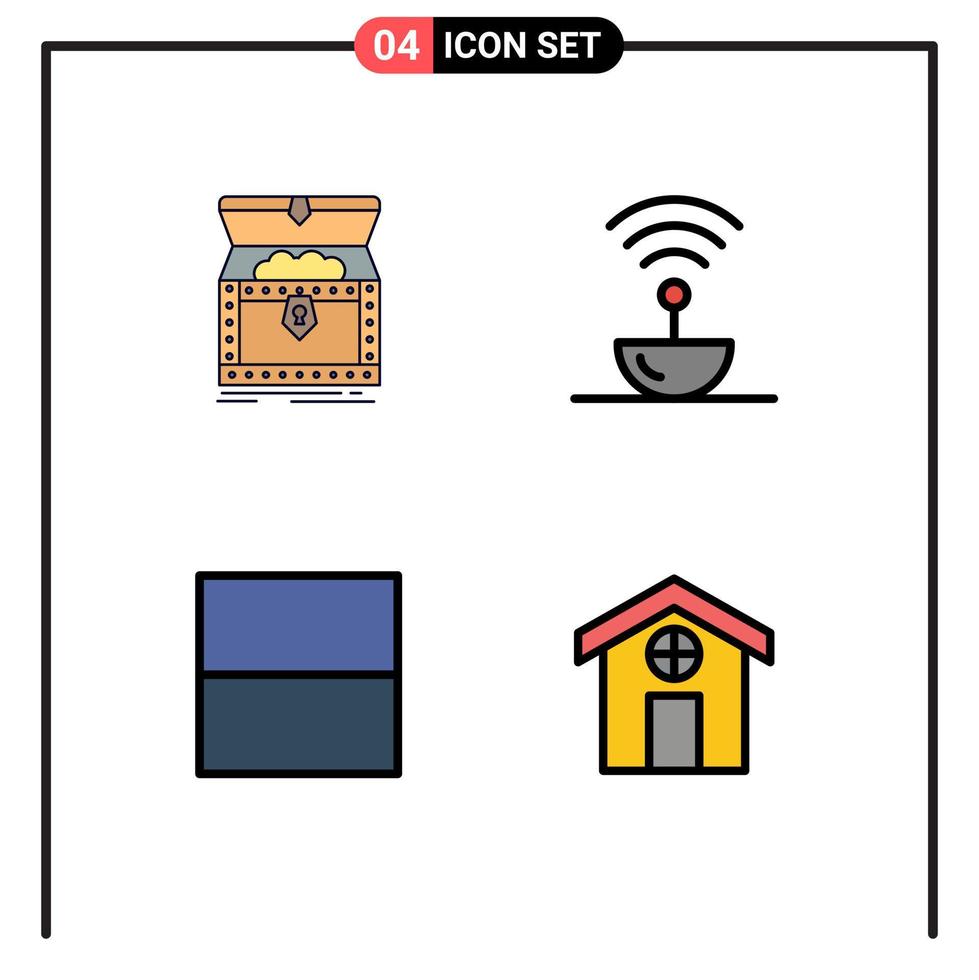 Pack of 4 Modern Filledline Flat Colors Signs and Symbols for Web Print Media such as box space reward steel interface Editable Vector Design Elements