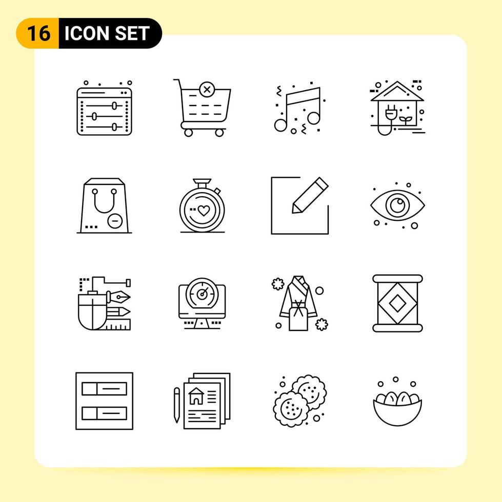 16 iconos creativos para el diseño moderno de sitios web y aplicaciones móviles receptivas 16 símbolos de contorno signos sobre fondo blanco paquete de 16 iconos vector