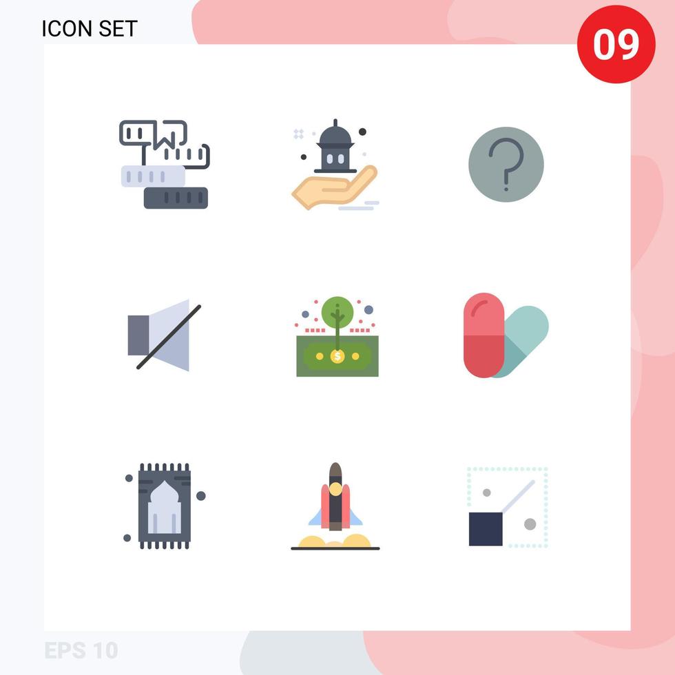 9 Universal Flat Colors Set for Web and Mobile Applications asset silent hand off mark Editable Vector Design Elements