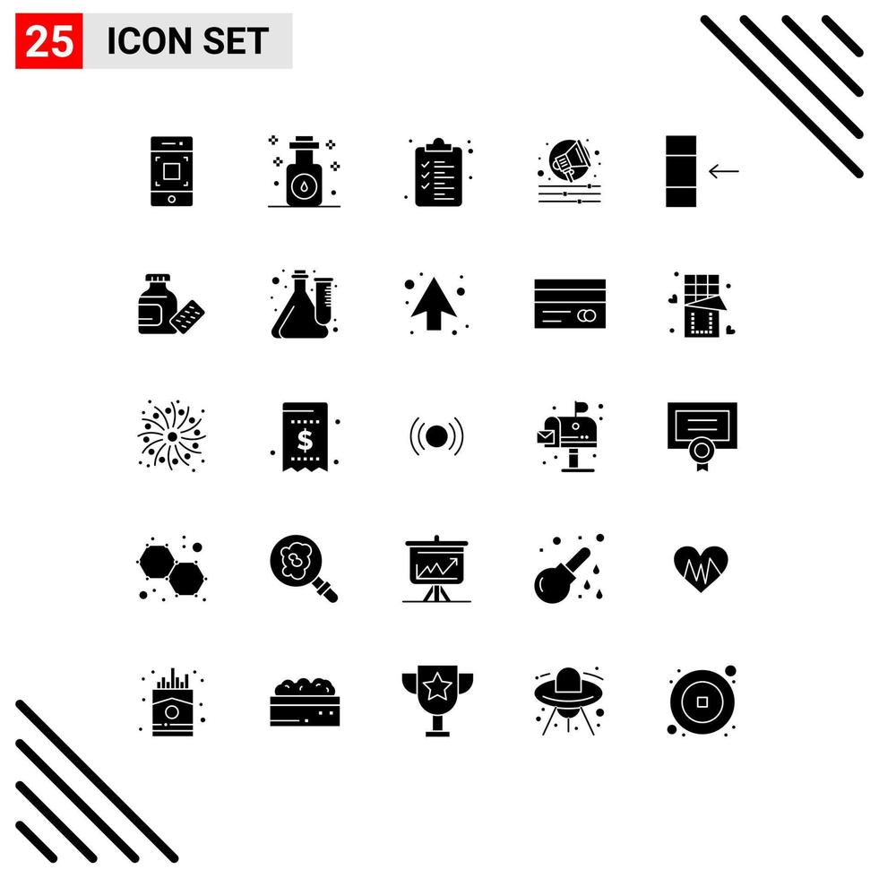 Group of 25 Solid Glyphs Signs and Symbols for medical data web column campaign Editable Vector Design Elements