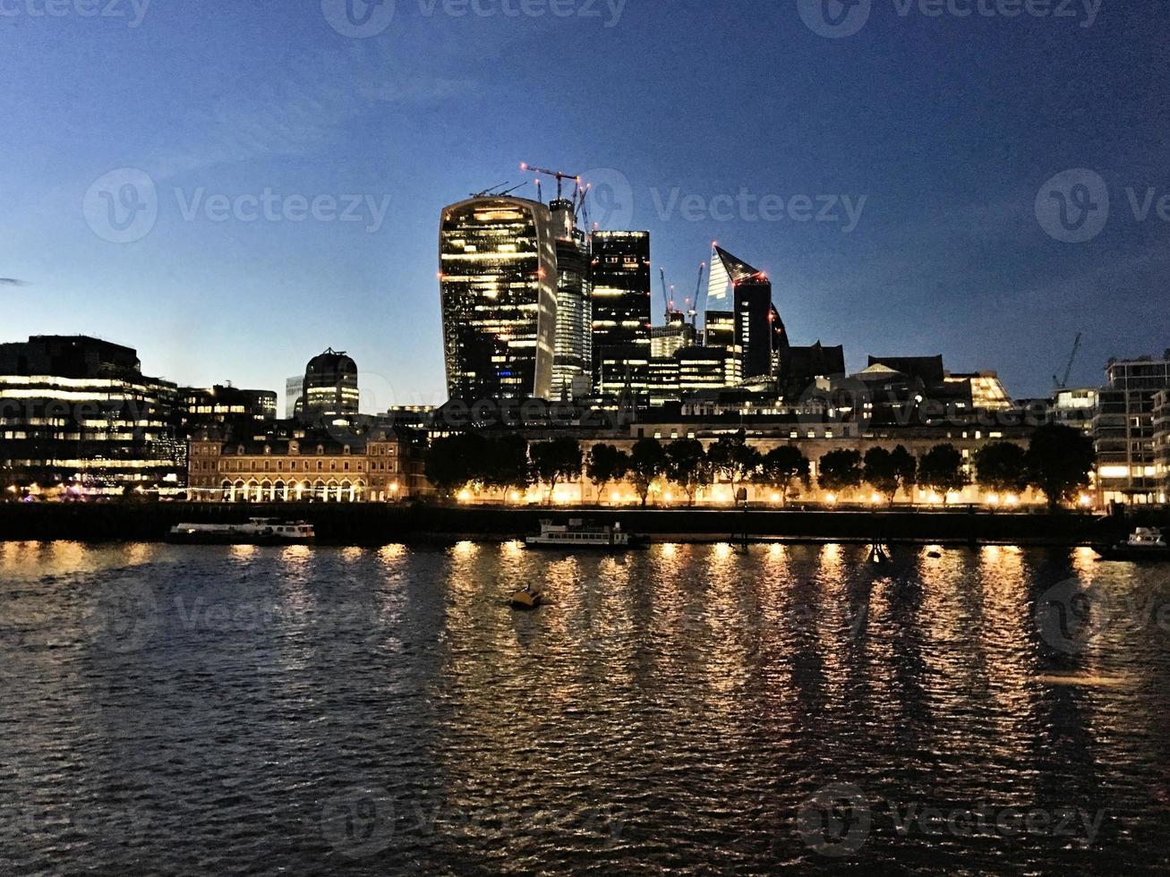 A view of the River Thames at night photo