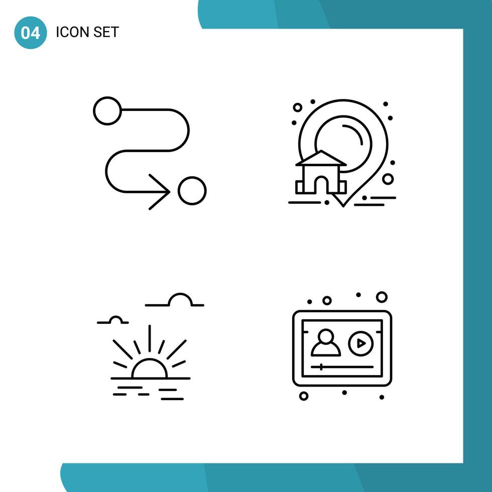 Vector Pack of 4 Outline Symbols Line Style Icon Set on White Background for Web and Mobile
