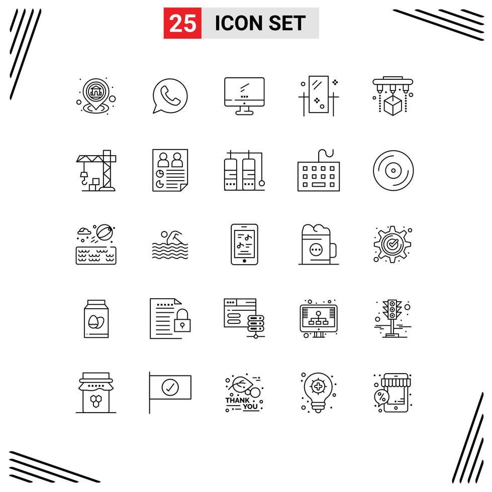 Set of 25 Modern UI Icons Symbols Signs for mirror dresser watts app beauty imac Editable Vector Design Elements