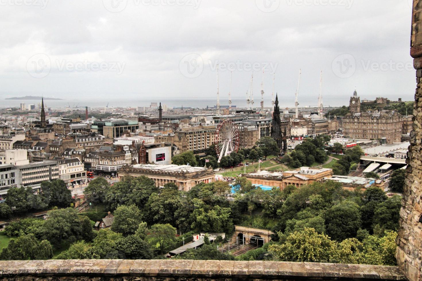 A panoramic view of Edinburgh in Scotland photo
