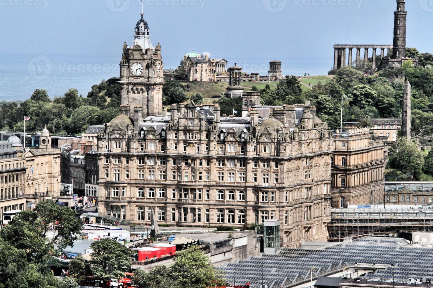 A panoramic view of Edinburgh in Scotland photo