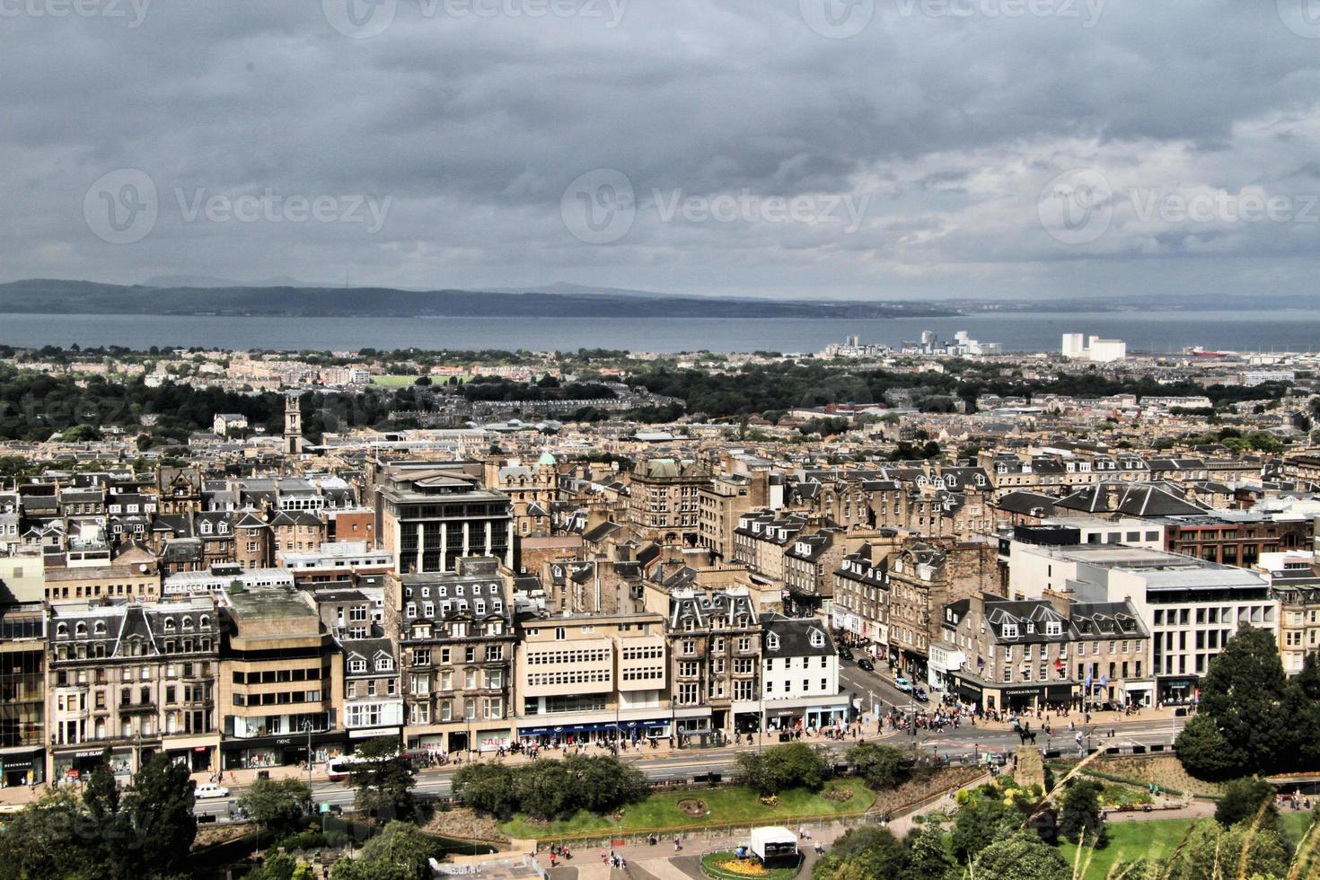 A panoramic view of Edinburgh in Scotland photo