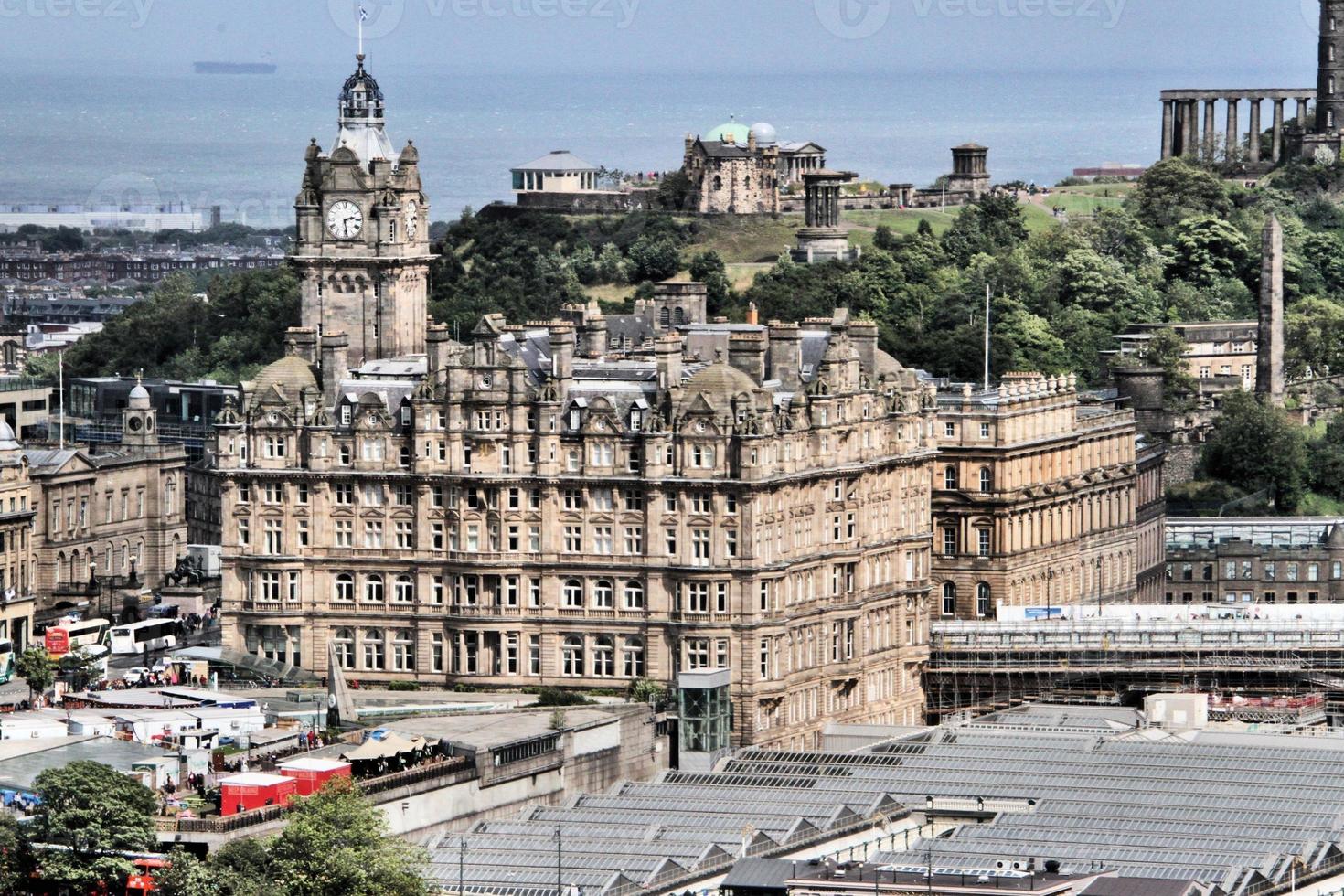 A panoramic view of Edinburgh in Scotland photo