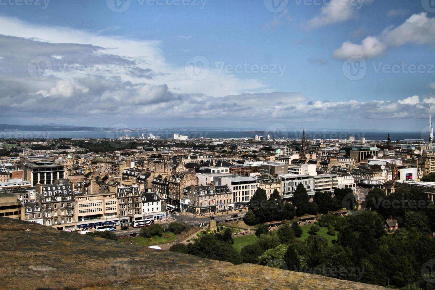 A panoramic view of Edinburgh in Scotland photo