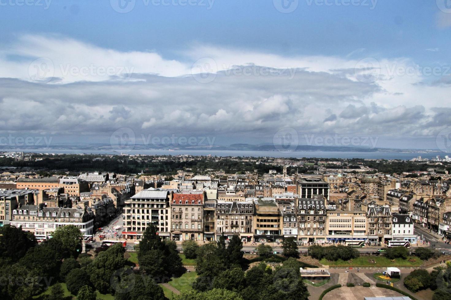 A panoramic view of Edinburgh in Scotland photo