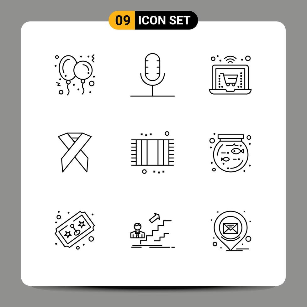 9 Creative Icons Modern Signs and Symbols of bathroom solidarity record health ribbon Editable Vector Design Elements