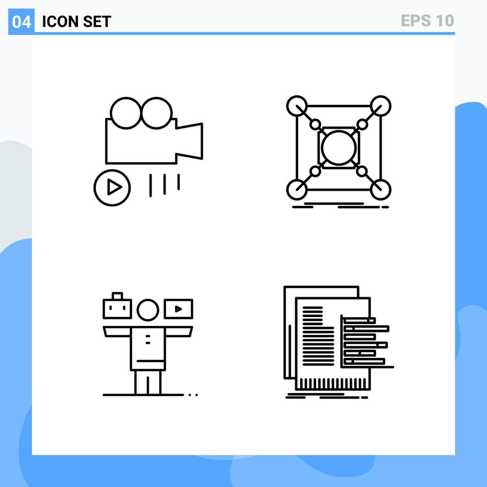 Modern 4 Line style icons Outline Symbols for general use Creative Line Icon Sign Isolated on White Background 4 Icons Pack vector