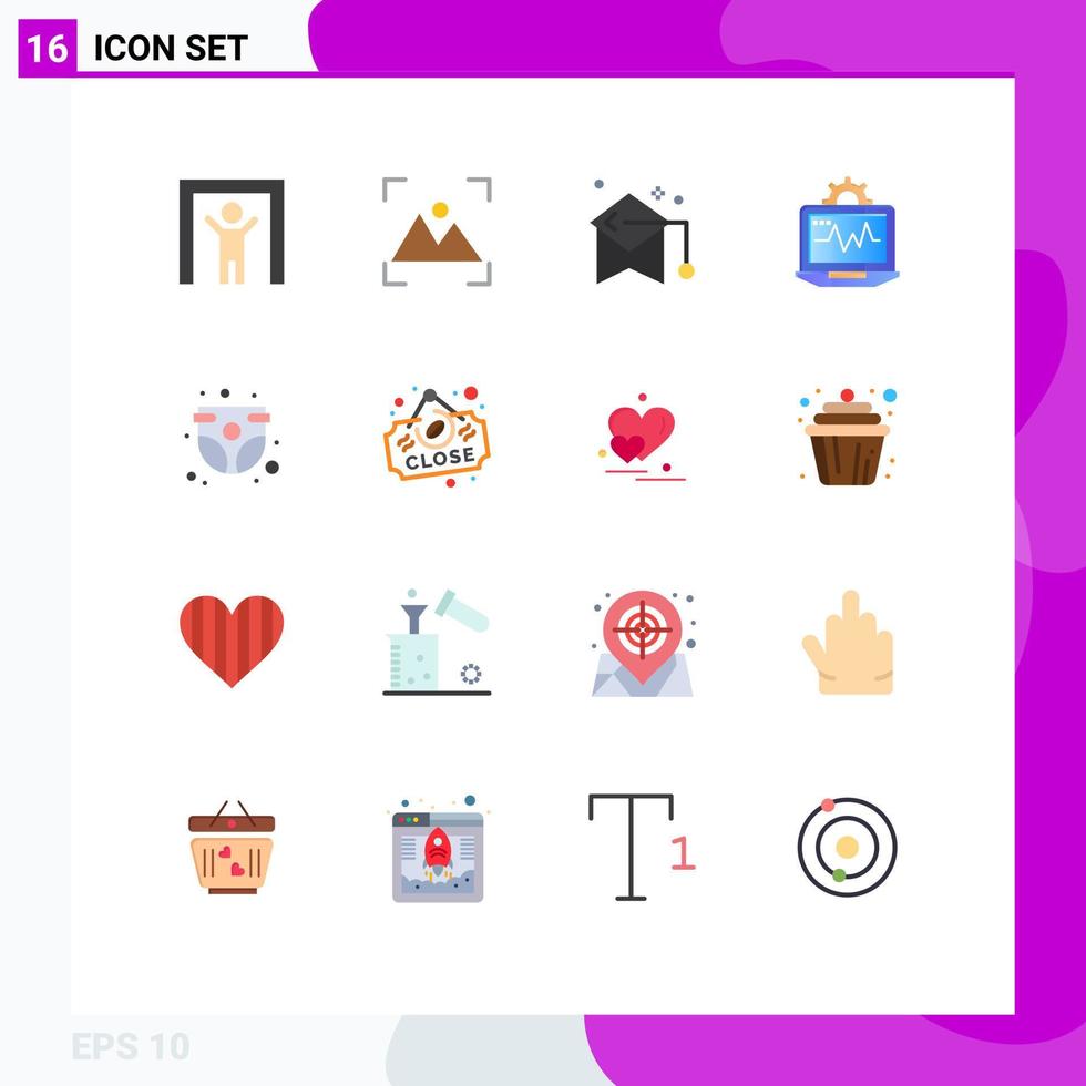 16 Creative Icons Modern Signs and Symbols of baby panty computing graduate cup setting laptop Editable Pack of Creative Vector Design Elements