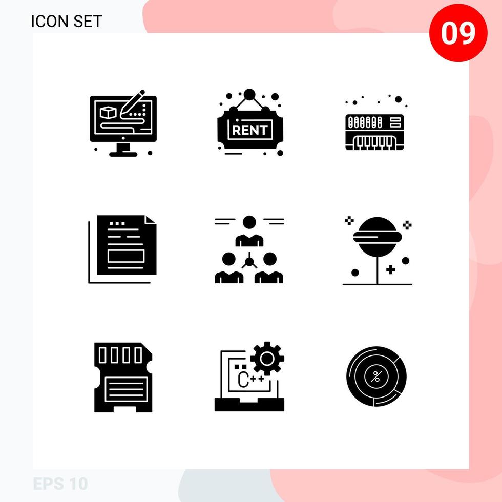 9 Creative Icons Modern Signs and Symbols of user office analog invoice document Editable Vector Design Elements