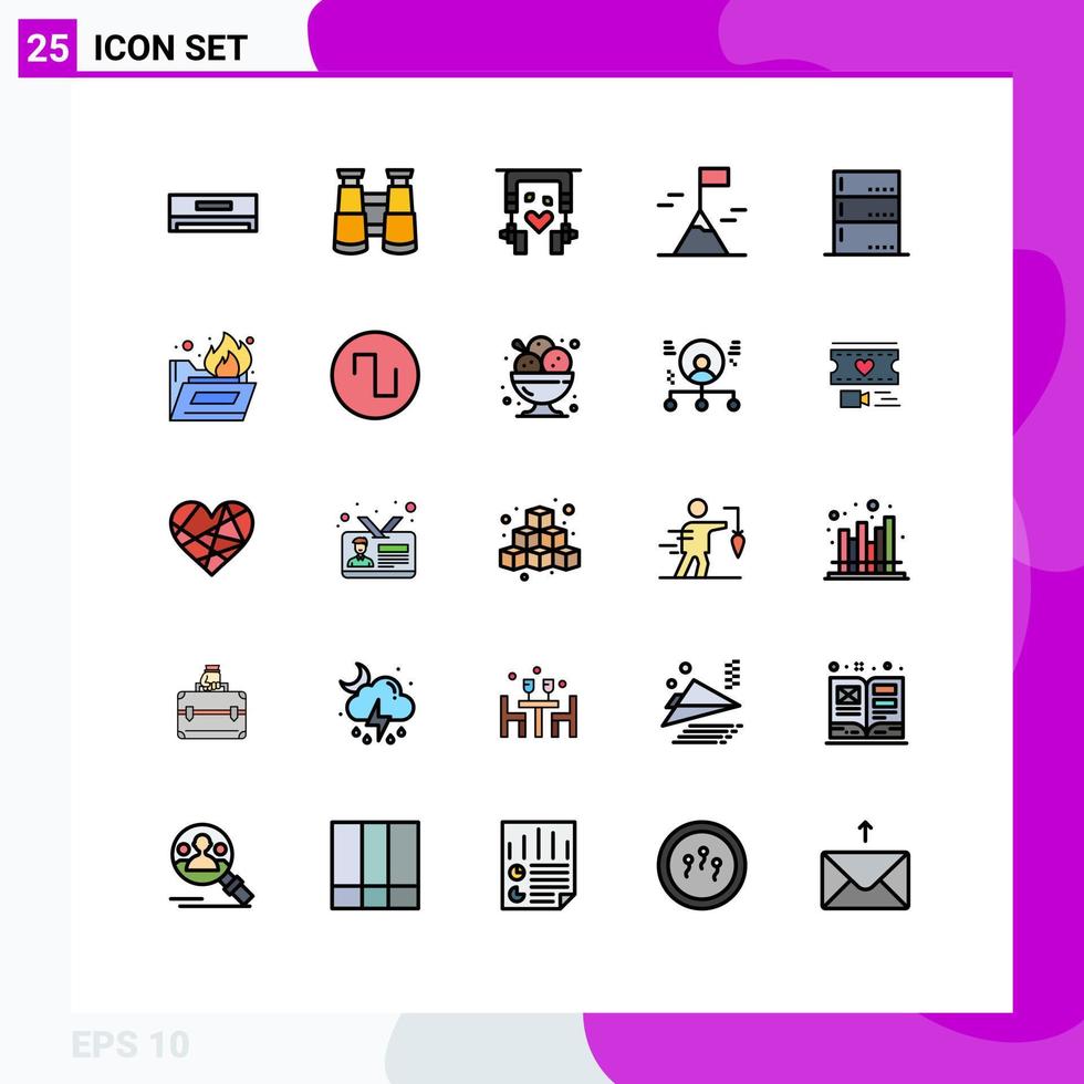 Set of 25 Modern UI Icons Symbols Signs for server data music admin mountain Editable Vector Design Elements