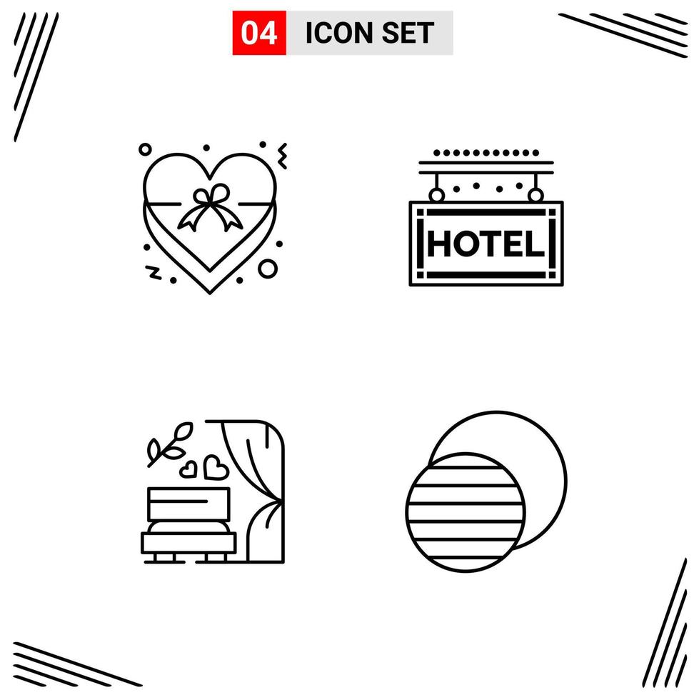 4 iconos estilo de línea cuadrícula basada en símbolos de contorno creativo para el diseño de sitios web signos de icono de línea simple aislados en fondo blanco 4 conjunto de iconos vector