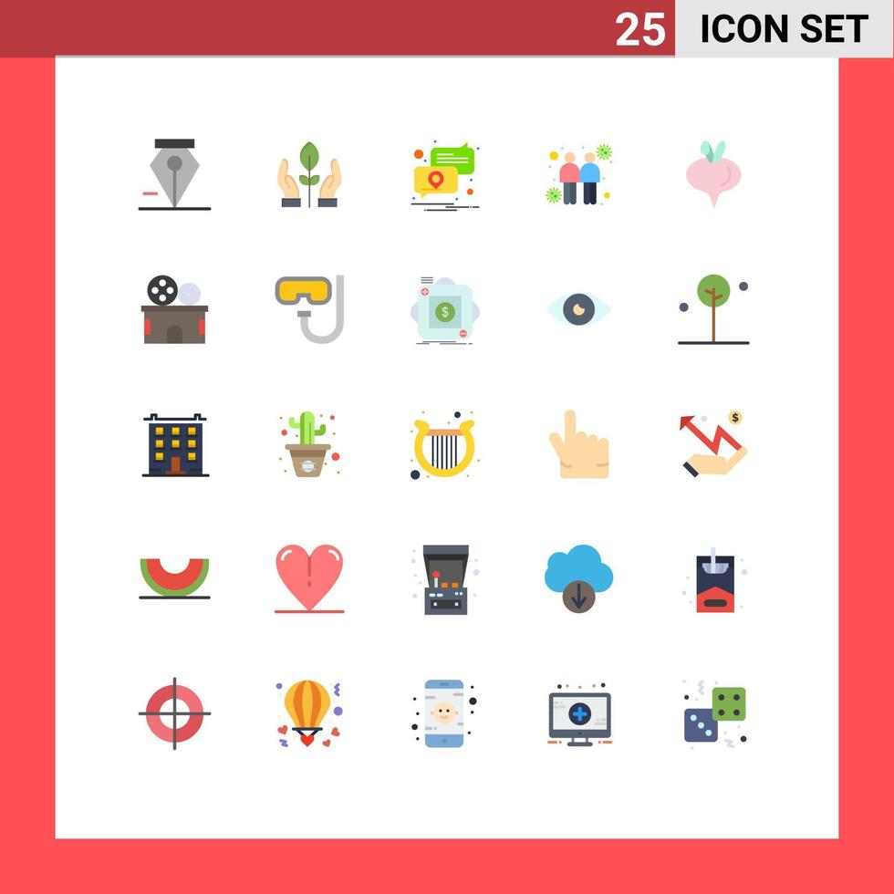 Universal Icon Symbols Group of 25 Modern Flat Colors of vegetable food notification transmitters spread Editable Vector Design Elements