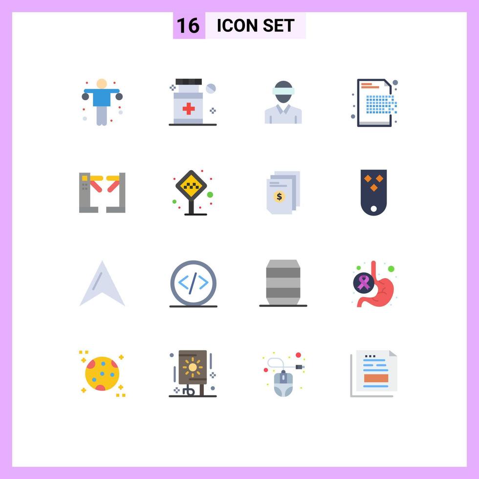 Group of 16 Modern Flat Colors Set for access encryption motion decryption graphy Editable Pack of Creative Vector Design Elements