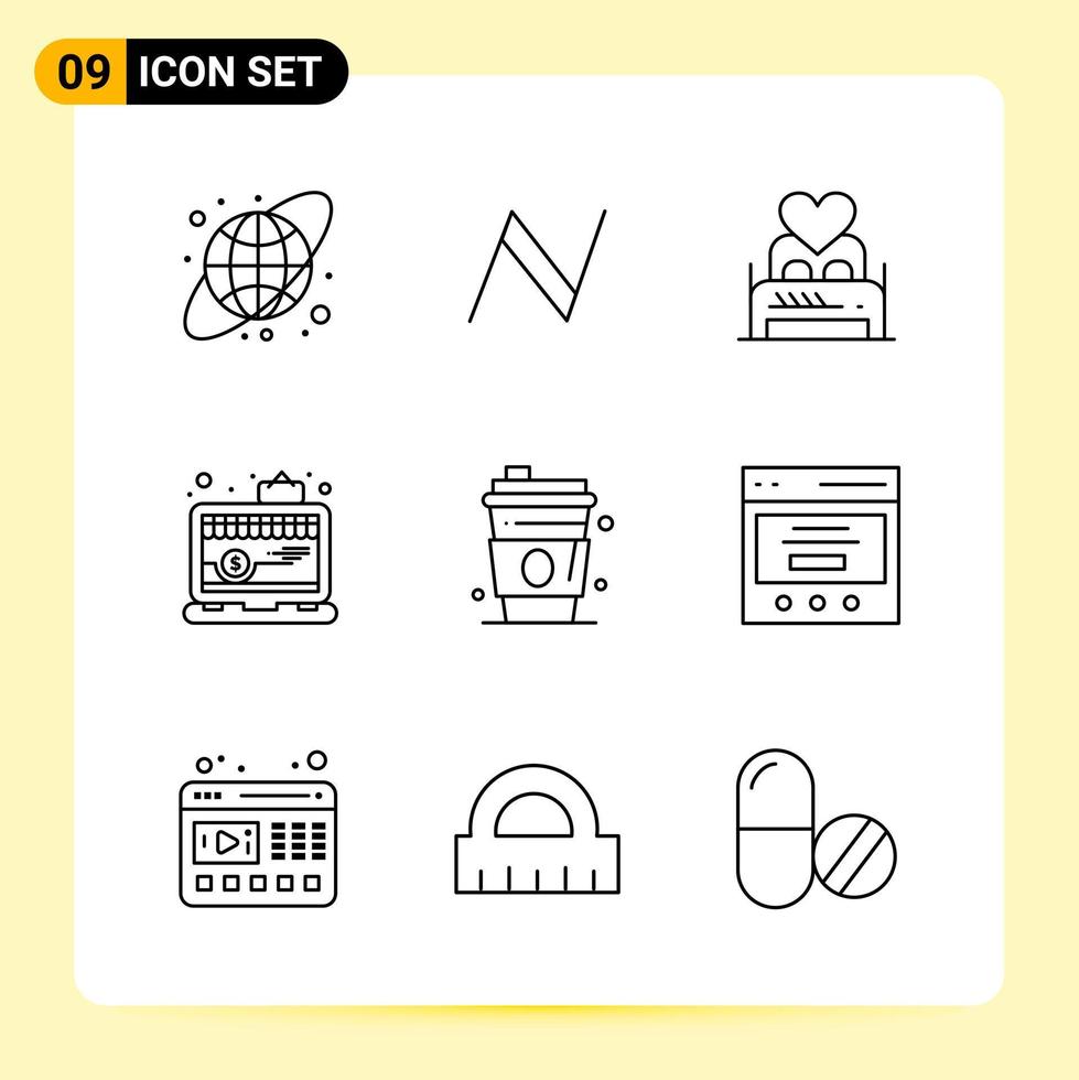 9 Creative Icons for Modern website design and responsive mobile apps 9 Outline Symbols Signs on White Background 9 Icon Pack vector