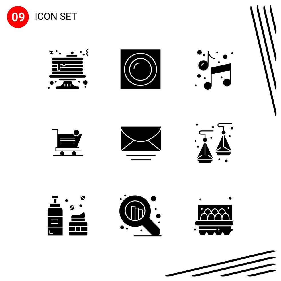 Collection of 9 Vector Icons in solid style Pixle Perfect Glyph Symbols for Web and Mobile Solid Icon Signs on White Background 9 Icons