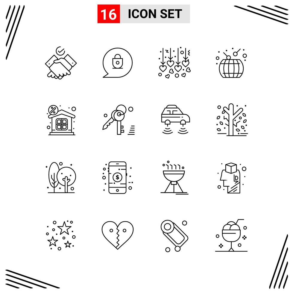 16 Icons Line Style Grid Based Creative Outline Symbols for Website Design Simple Line Icon Signs Isolated on White Background 16 Icon Set vector