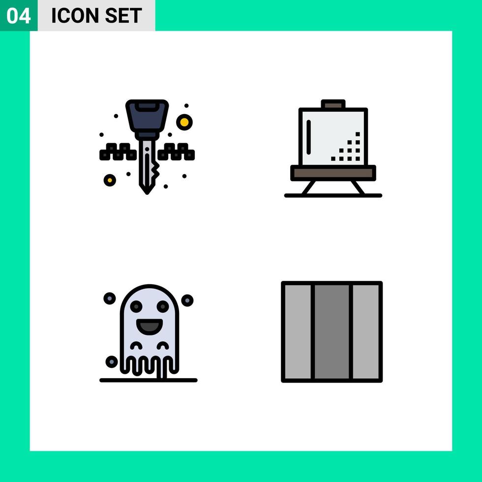 4 Filledline Flat Color concept for Websites Mobile and Apps equipment ghost taxi design horror Editable Vector Design Elements