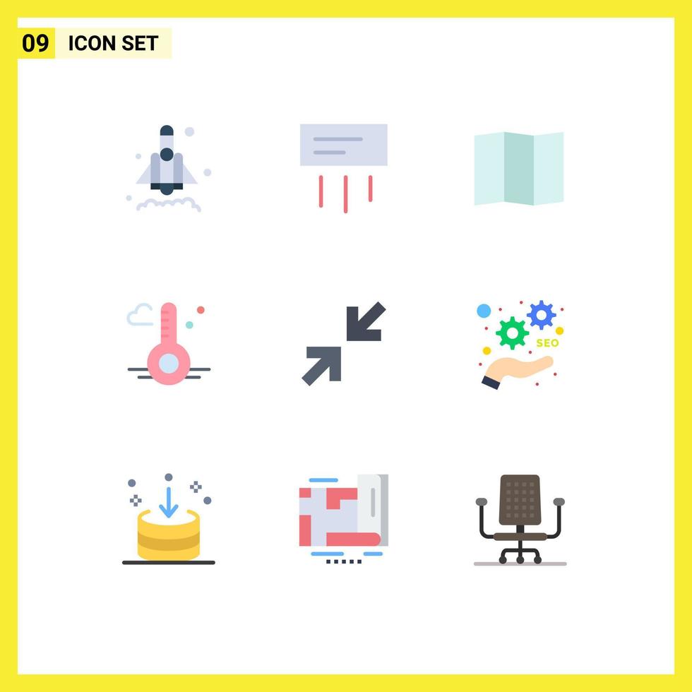 9 Thematic Vector Flat Colors and Editable Symbols of marketing zoom map arrow spring Editable Vector Design Elements