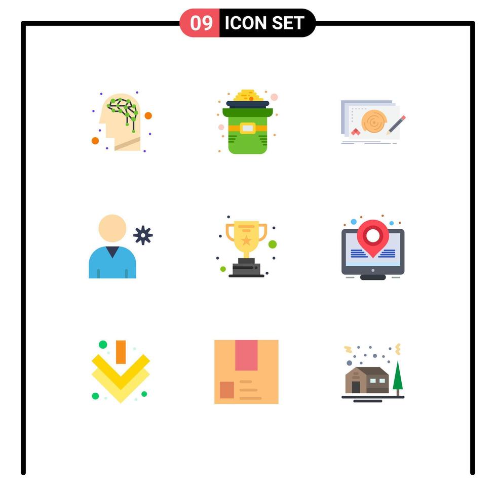 Stock Vector Icon Pack of 9 Line Signs and Symbols for trophy achievement design user controls Editable Vector Design Elements