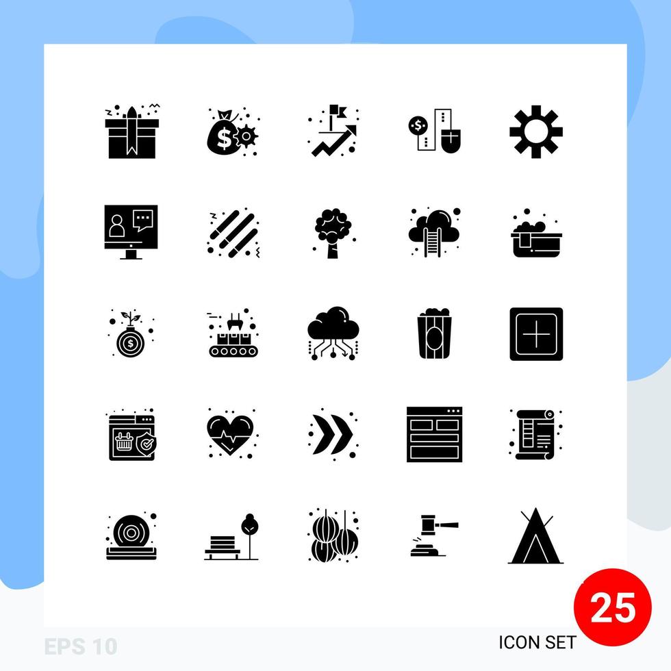 25 Creative Icons Modern Signs and Symbols of setting dollor gear money mouse Editable Vector Design Elements