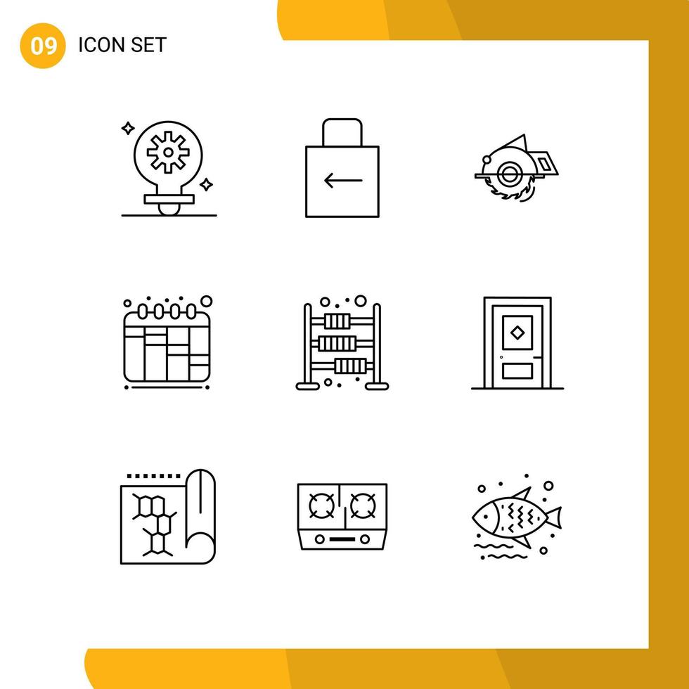 9 Creative Icons Modern Signs and Symbols of calculate workflow saw planning repair Editable Vector Design Elements