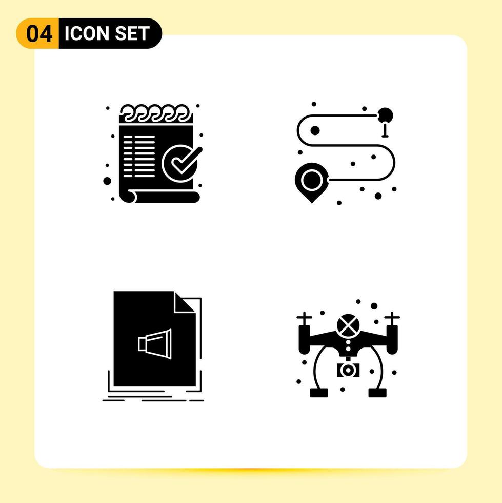 4 Creative Icons Modern Signs and Symbols of check file mark road music Editable Vector Design Elements