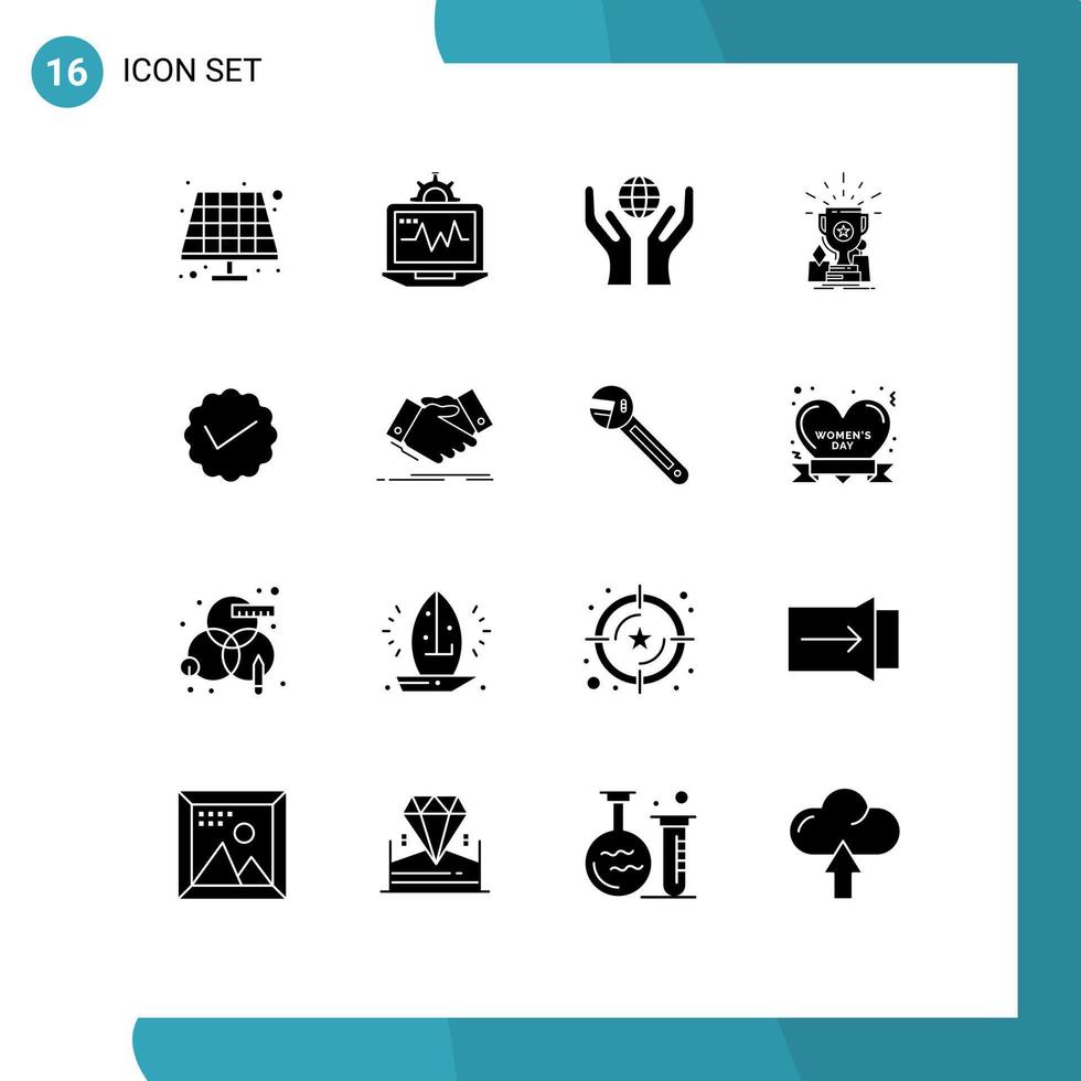 16 Creative Icons Modern Signs and Symbols of message chat hands trophy cup Editable Vector Design Elements