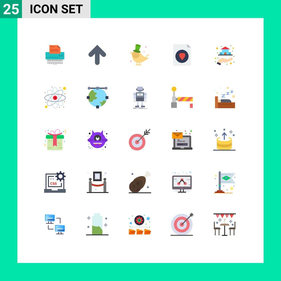 25 User Interface Flat Color Pack of modern Signs and Symbols of file document arrow sparrow fly Editable Vector Design Elements