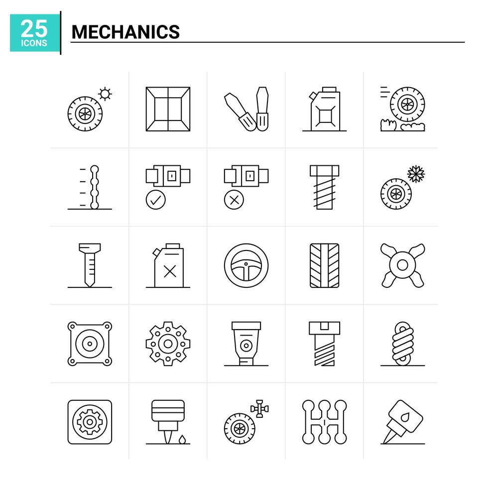 25 Mechanics icon set vector background