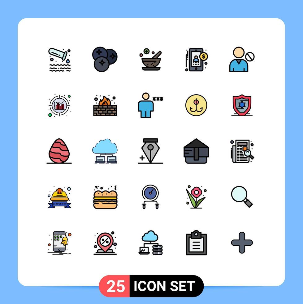 Universal Icon Symbols Group of 25 Modern Filled line Flat Colors of human user line money accountant Editable Vector Design Elements