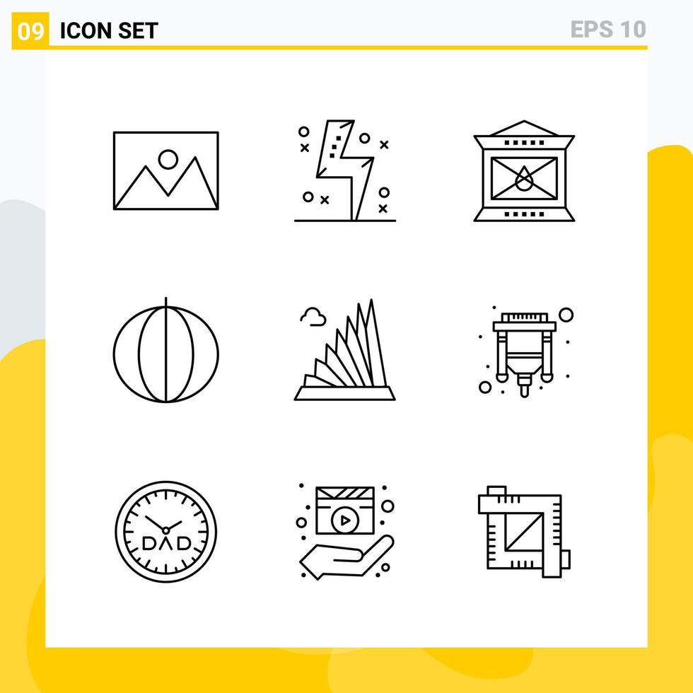 colección de 9 iconos de línea universal conjunto de iconos para web y móvil vector