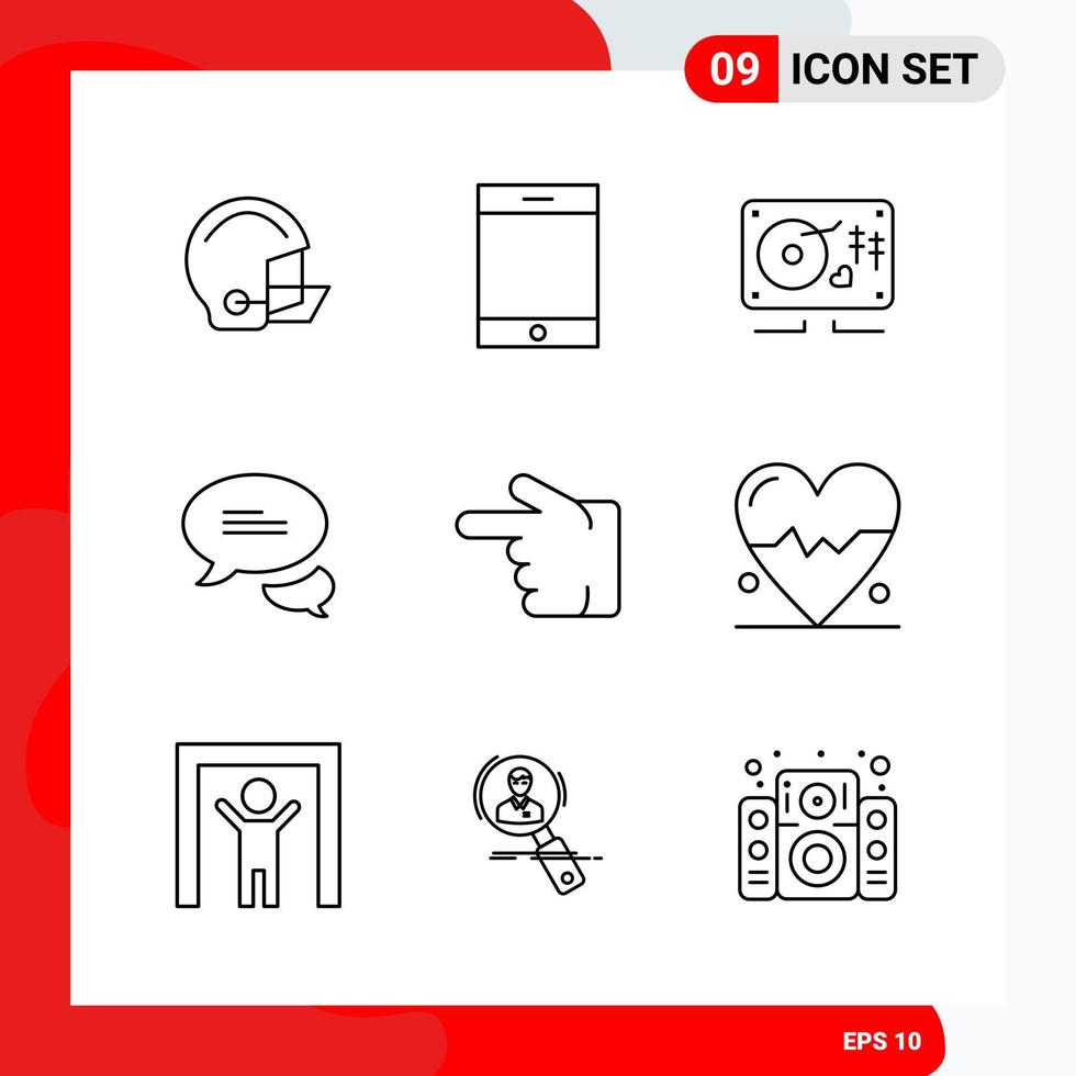 Creative Set of 9 Universal Outline Icons isolated on White Background vector