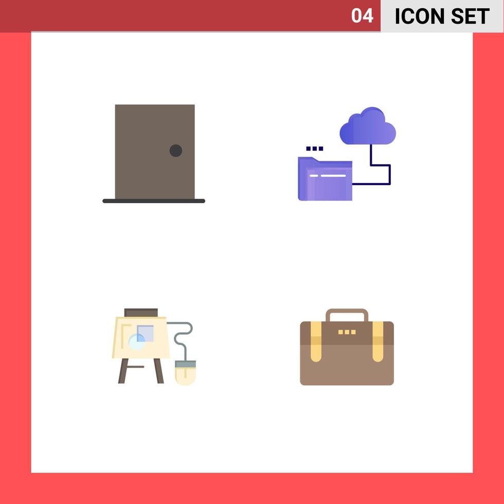 Pictogram Set of 4 Simple Flat Icons of buildings mouse home folder board Editable Vector Design Elements