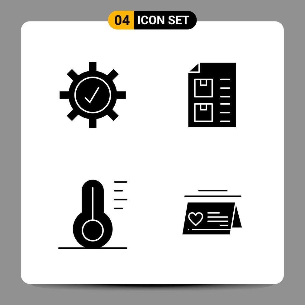 4 Black Icon Pack Glyph Symbols Signs for Responsive designs on white background 4 Icons Set vector