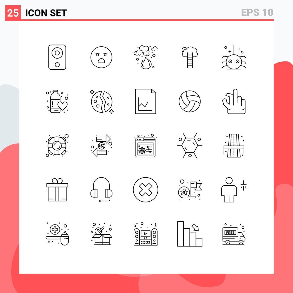 Group of 25 Lines Signs and Symbols for growth business feeling growth pollution Editable Vector Design Elements