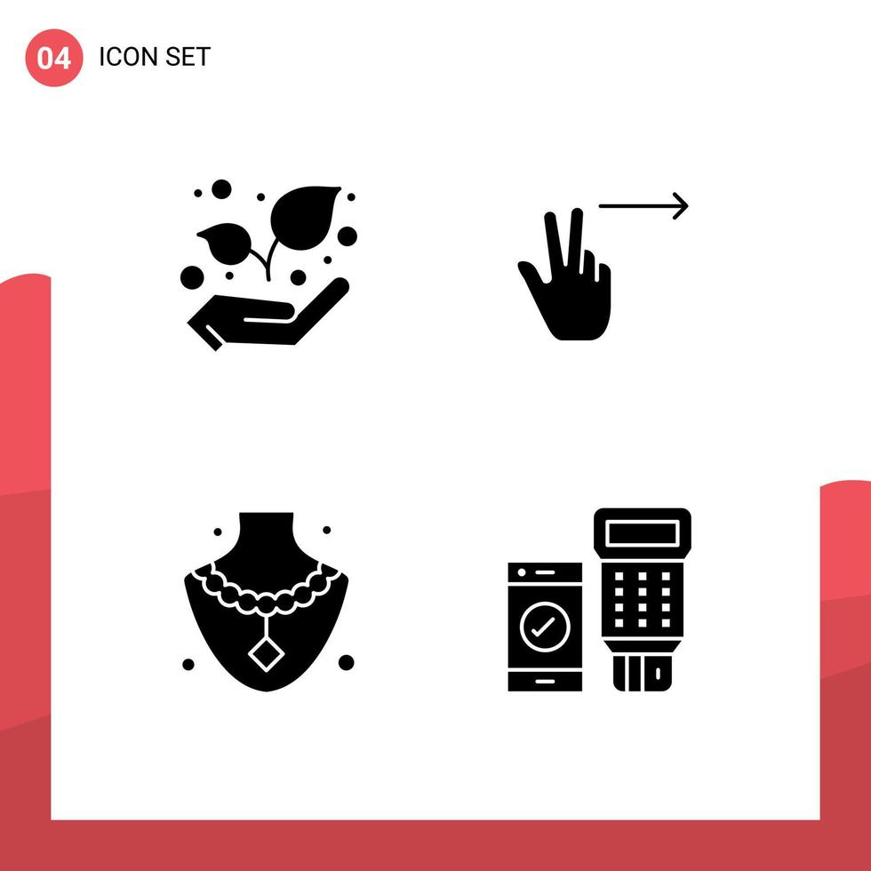Group of Modern Solid Glyphs Set for eco code fingers diamond qr Editable Vector Design Elements