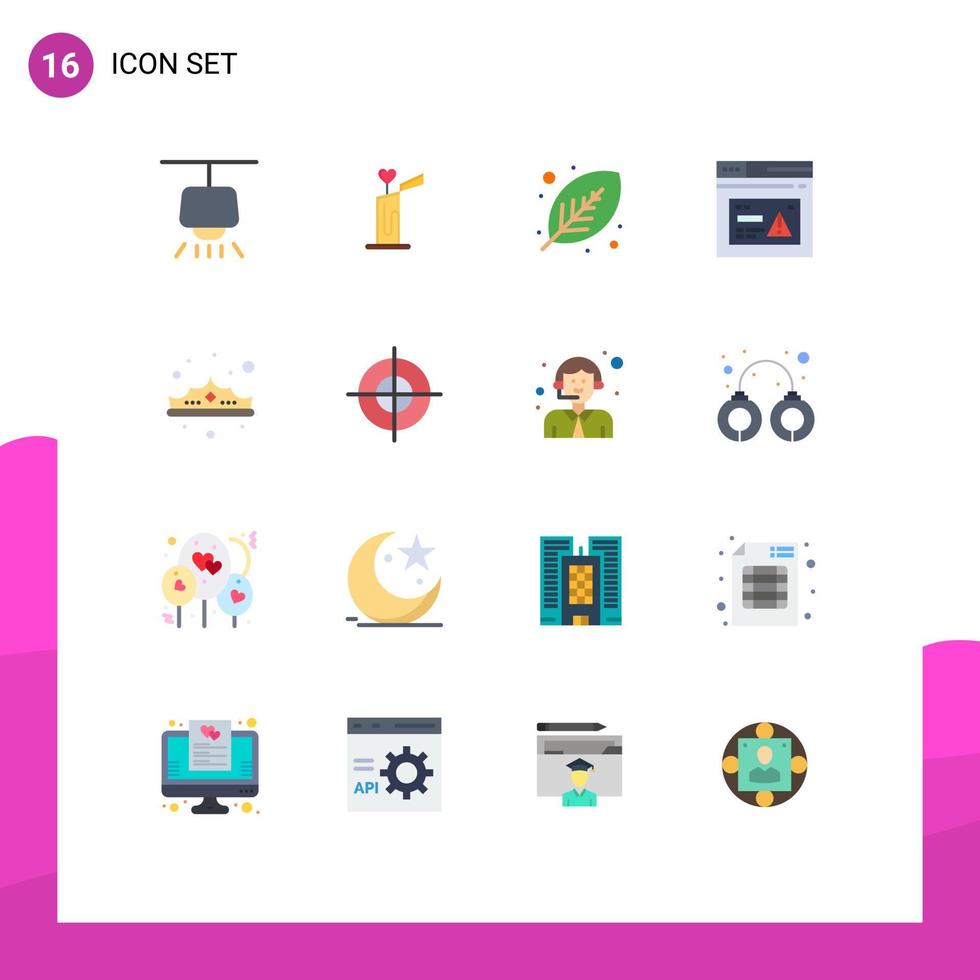 Set of 16 Vector Flat Colors on Grid for crown website green web internet Editable Pack of Creative Vector Design Elements