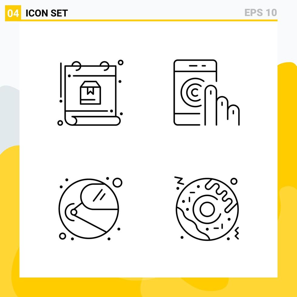 Collection of 4 Universal Line Icons Icon Set for Web and Mobile vector