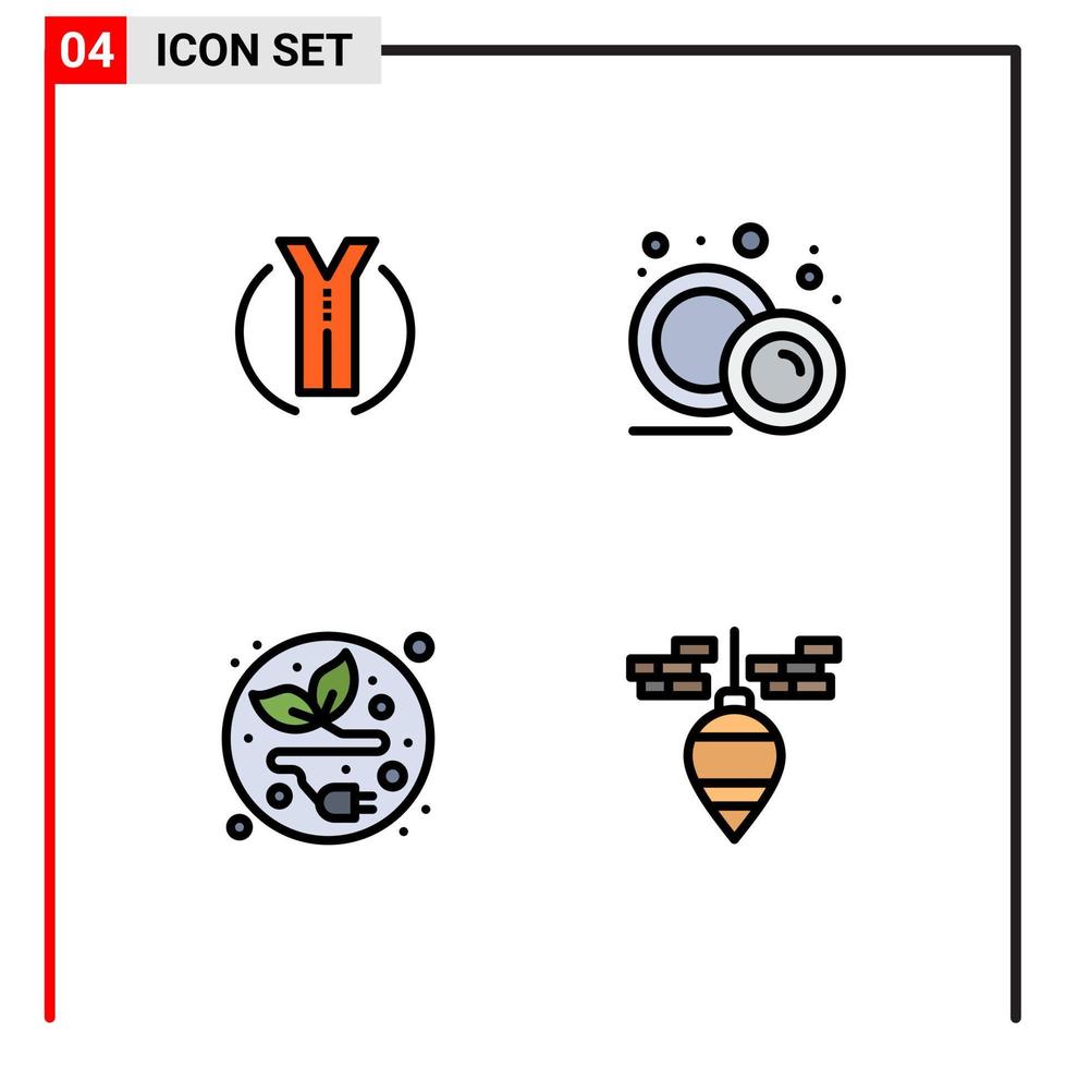 4 Creative Icons Modern Signs and Symbols of road electric plug location food plate plumb Editable Vector Design Elements