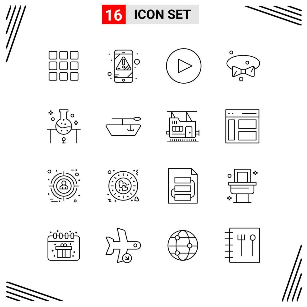 16 iconos estilo de línea basados en cuadrícula símbolos de esquema creativos para el diseño de sitios web signos de icono de línea simple aislados en fondo blanco conjunto de 16 iconos vector