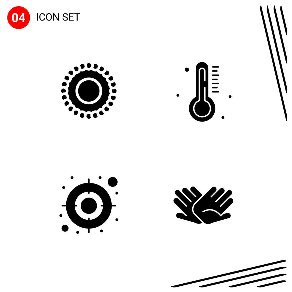 Collection of 4 Vector Icons in solid style Pixle Perfect Glyph Symbols for Web and Mobile Solid Icon Signs on White Background 4 Icons