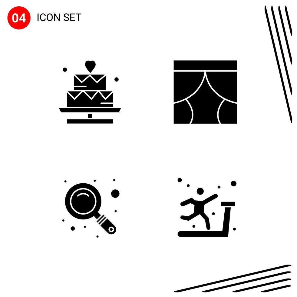 Collection of 4 Vector Icons in solid style Pixle Perfect Glyph Symbols for Web and Mobile Solid Icon Signs on White Background 4 Icons