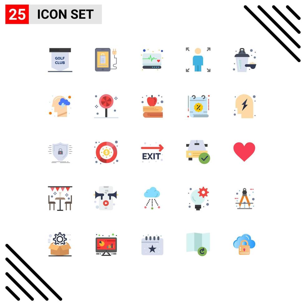 Pack of 25 Modern Flat Colors Signs and Symbols for Web Print Media such as nutrition supplement person plug opportunity medical monitor Editable Vector Design Elements