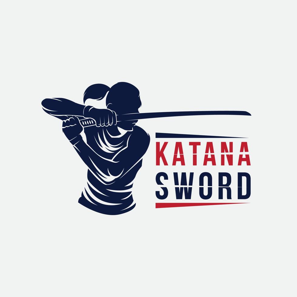 Samurai Sword Logo Design Template vector
