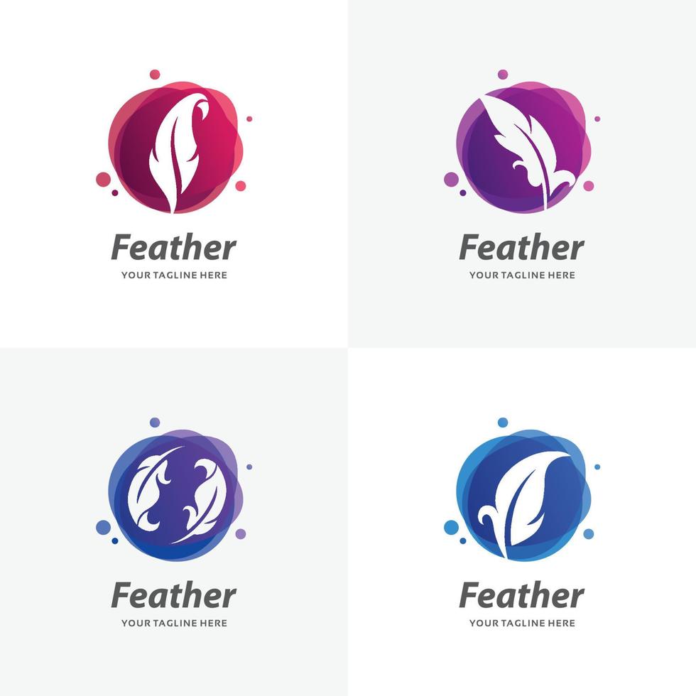 Set of Feather Logo Design Templates vector